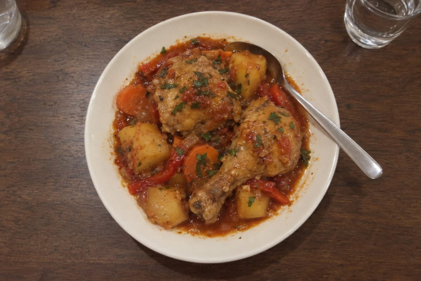 Braised chicken with potatoes (pollo a la cacerola)