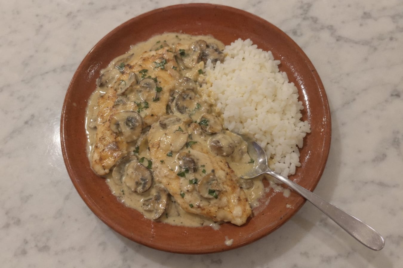 Chicken in creamy mushroom sauce