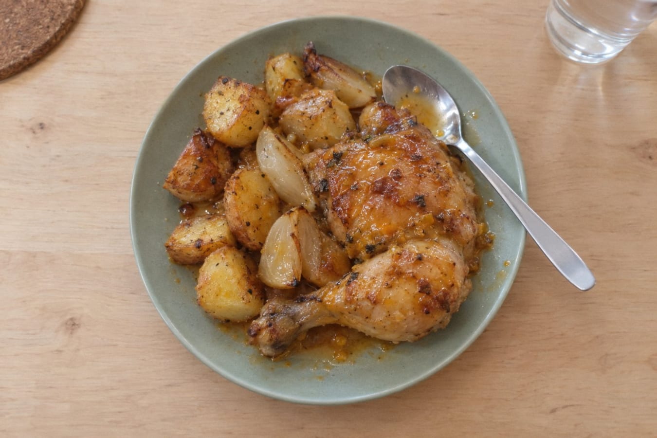 Pollo a la naranja con papas