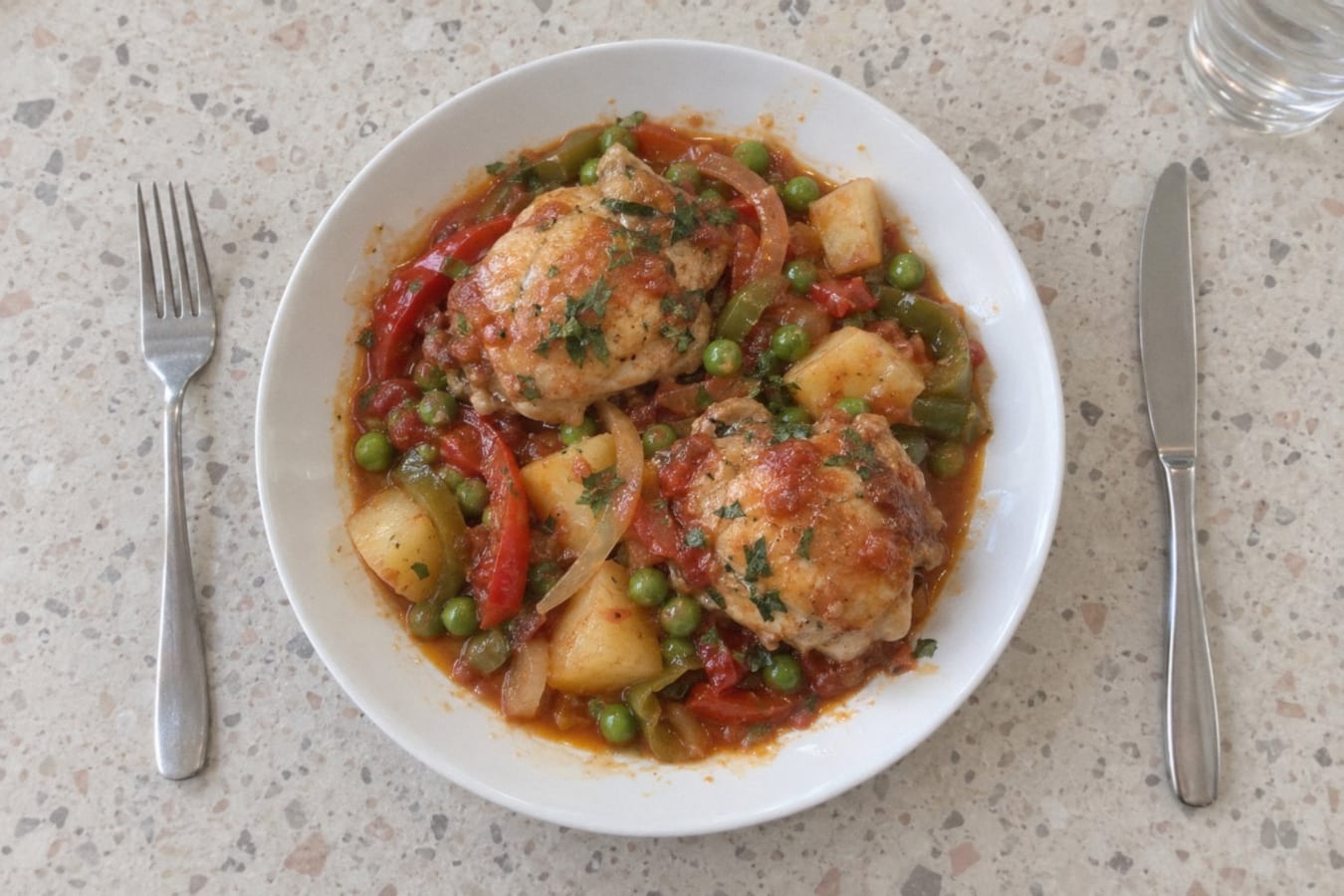 Kyckling a la portuguesa – med paprika, tomat och potatis