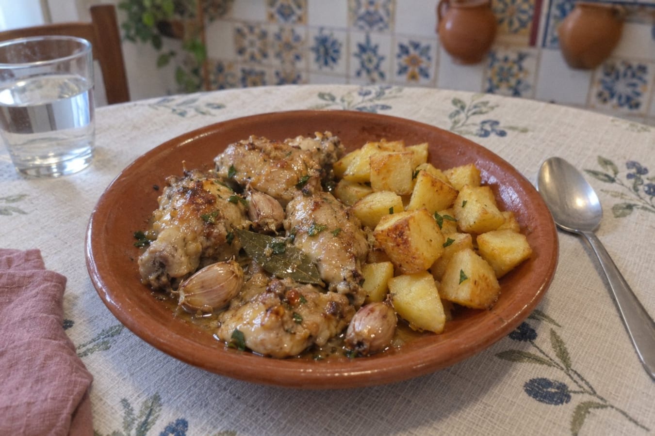 Pollo al ajillo – vitlökskyckling med potatis