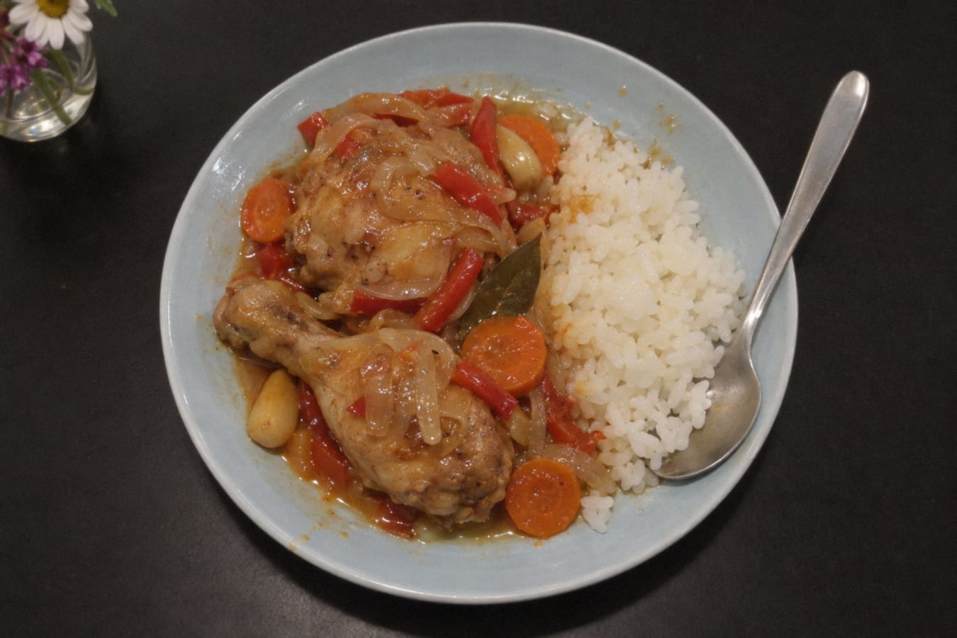 Chicken escabeche with rice