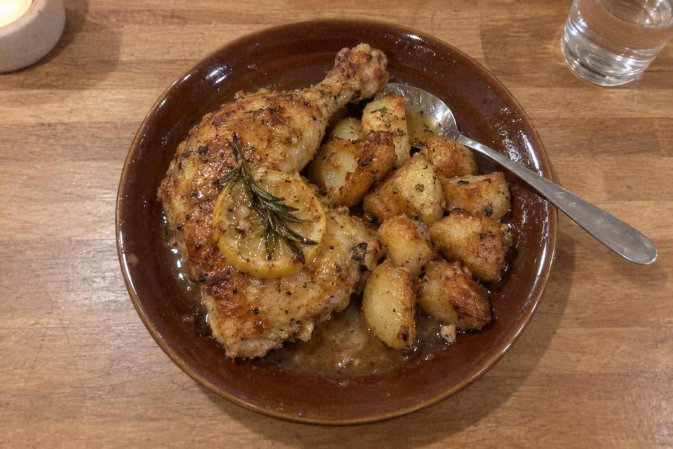 Lemon chicken with roast potatoes