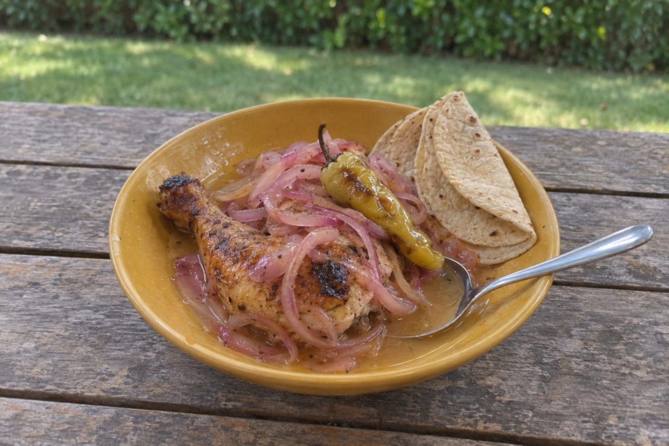 Pollo en escabeche – Yucatán chicken with vinegared red onions
