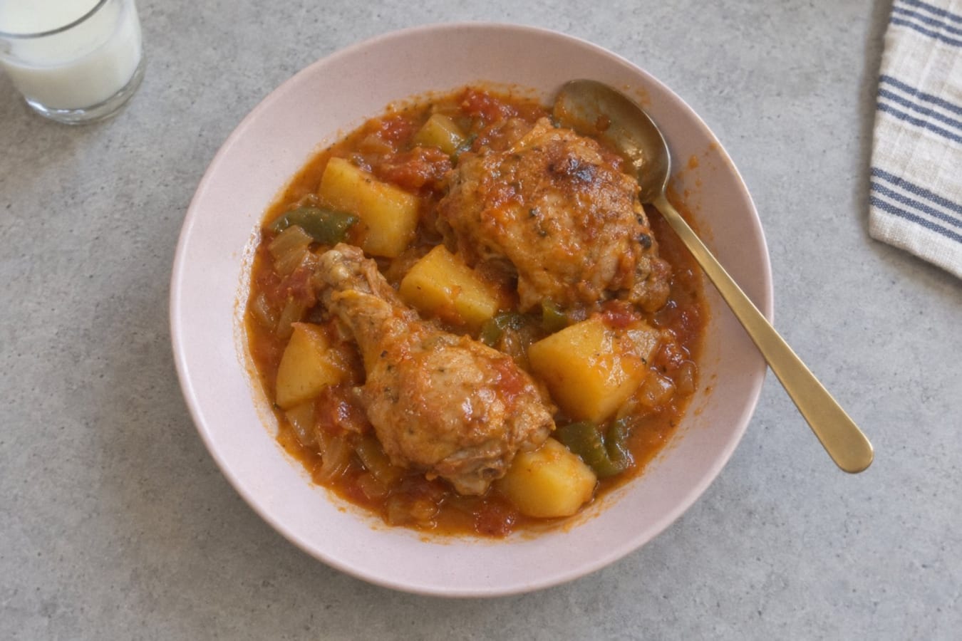 Pollo en salsa con patatas