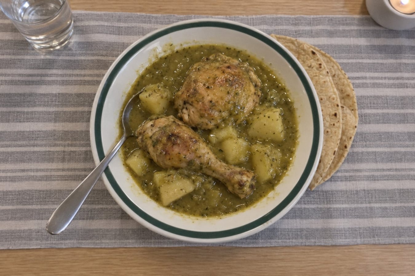Pollo en salsa verde con papas