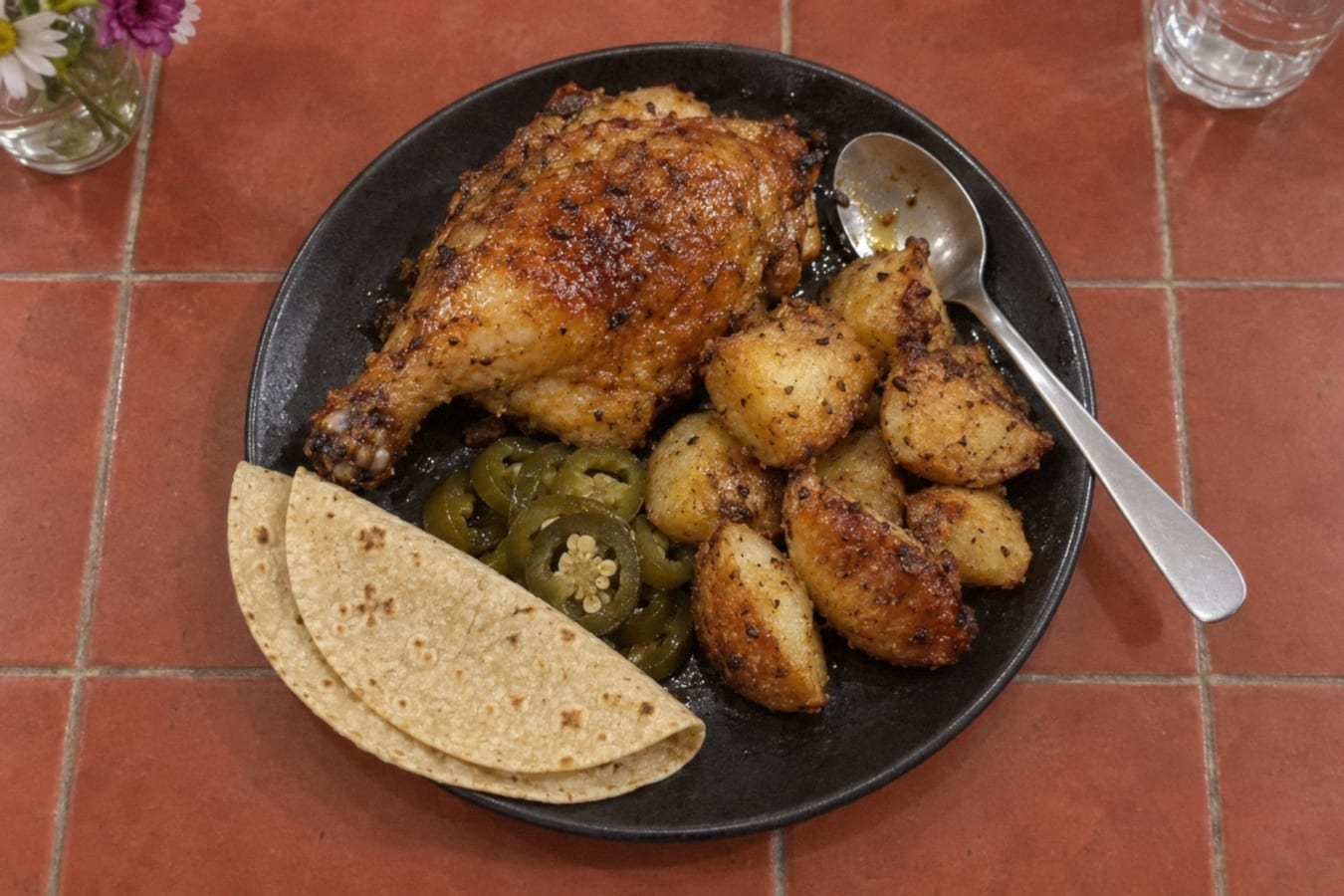 Pollo rostizado – ugnsstekt helkyckling med potatis