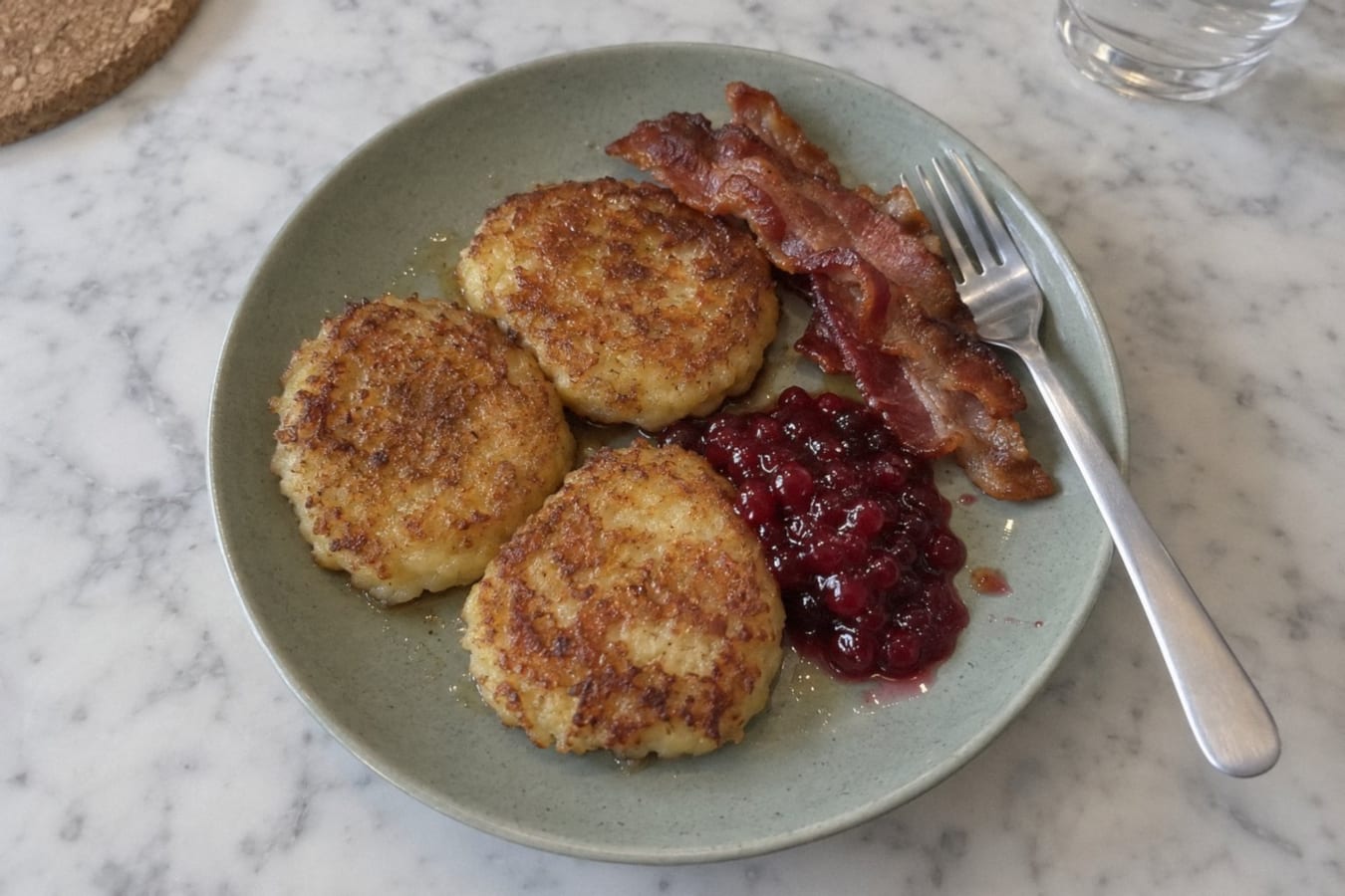 Swedish potato patties with lingonberry jam