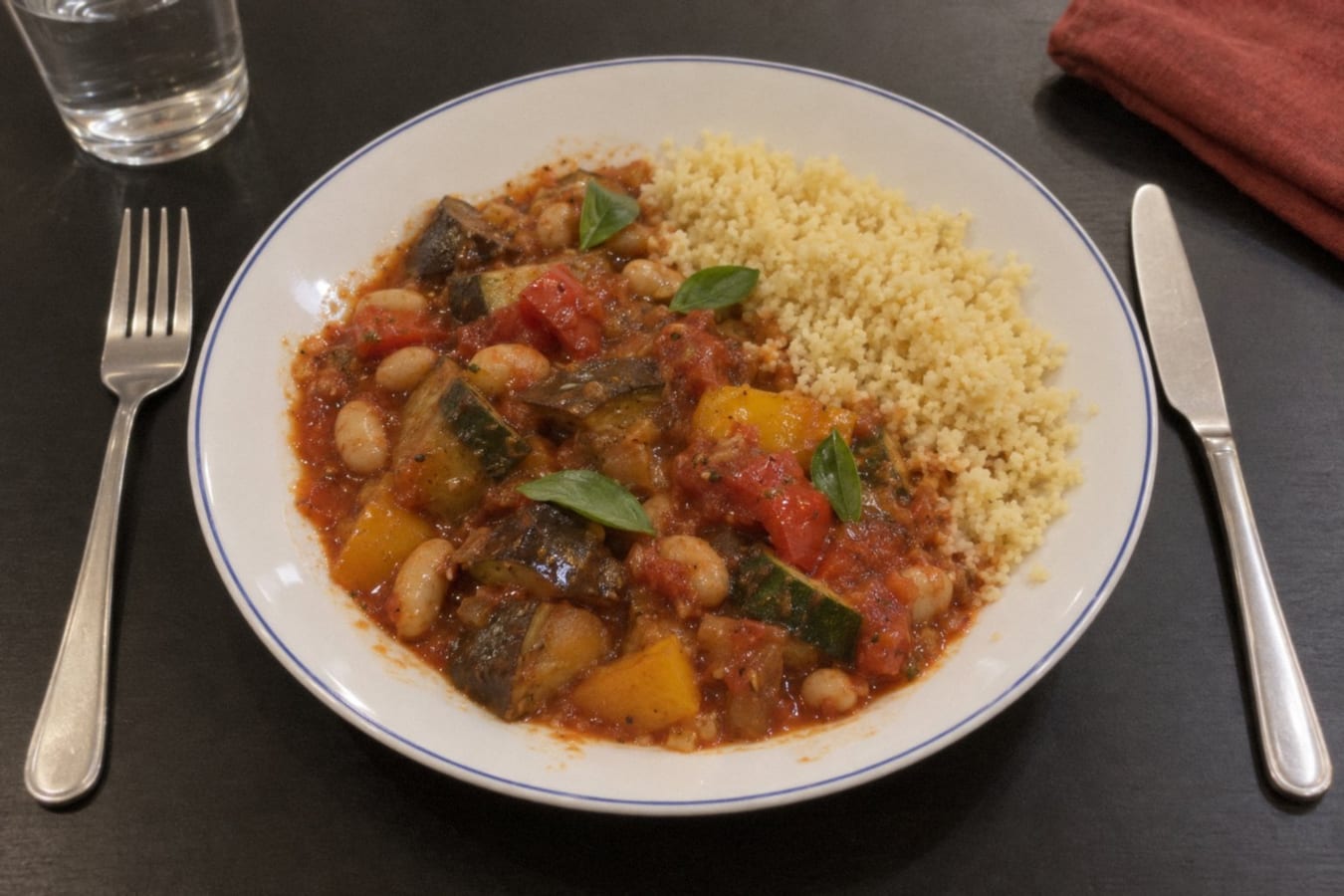 Ratatouille med vita bönor och couscous