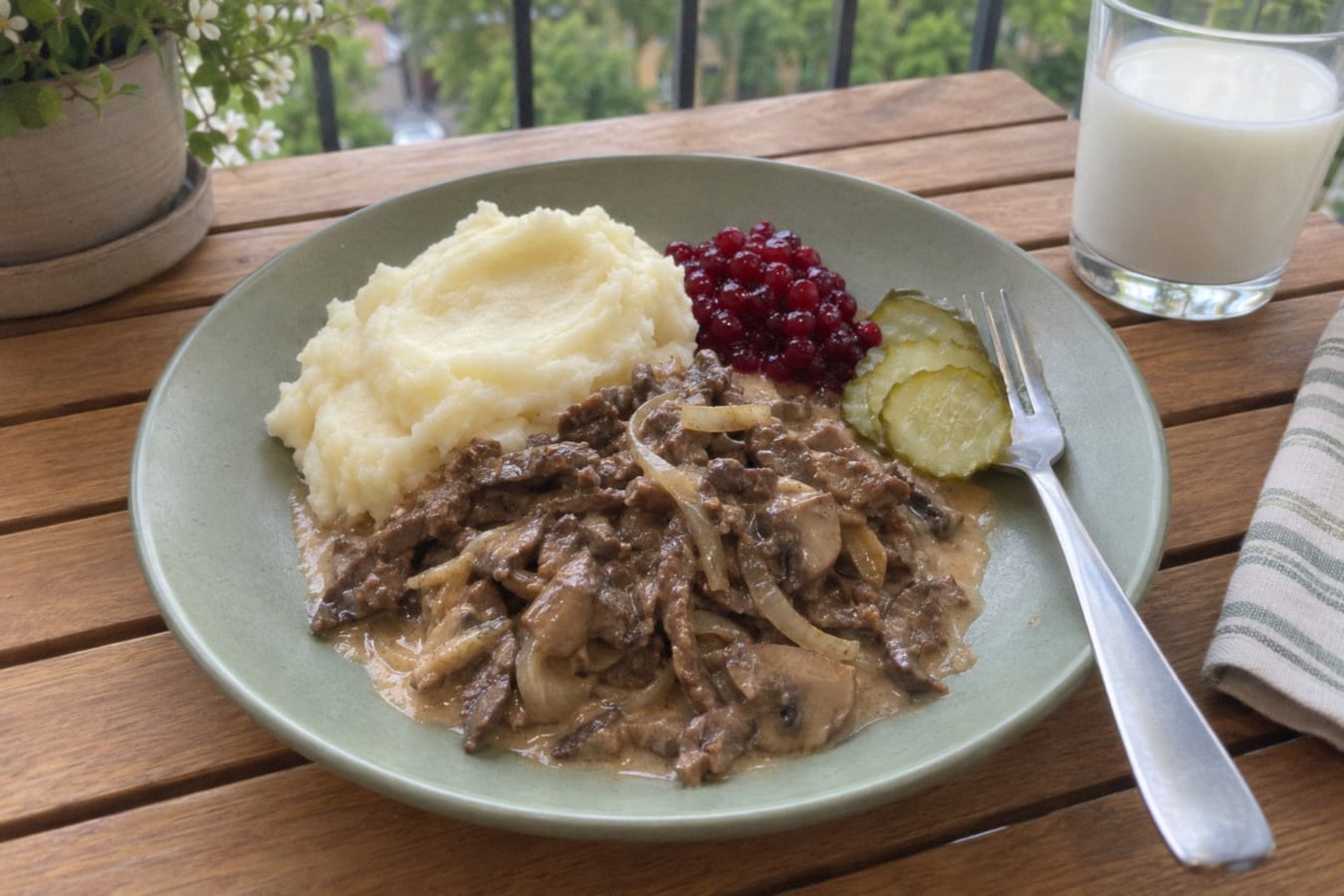 Renskav med potatismos och lingon
