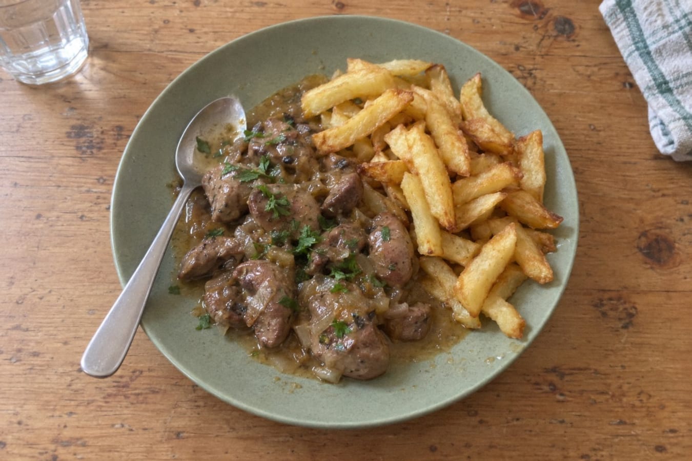 Njurar i sherrysås med pommes frites