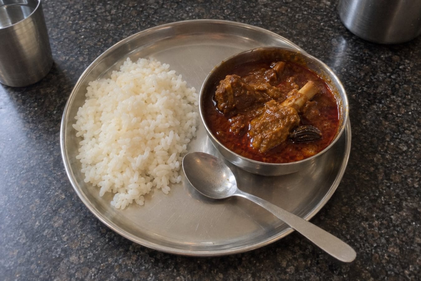 Rogan josh with steamed rice
