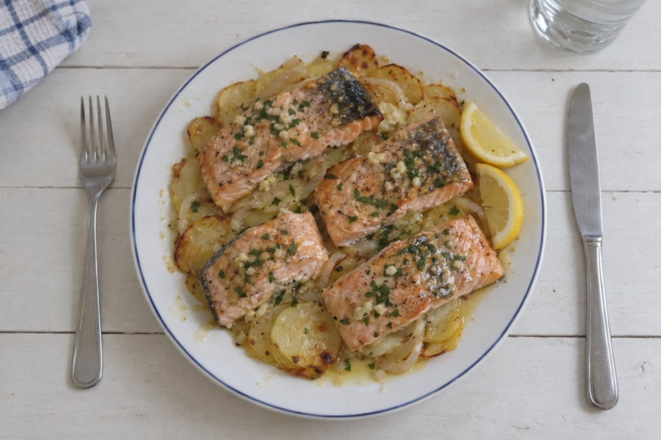 Ugnsbakad lax med potatis och citron