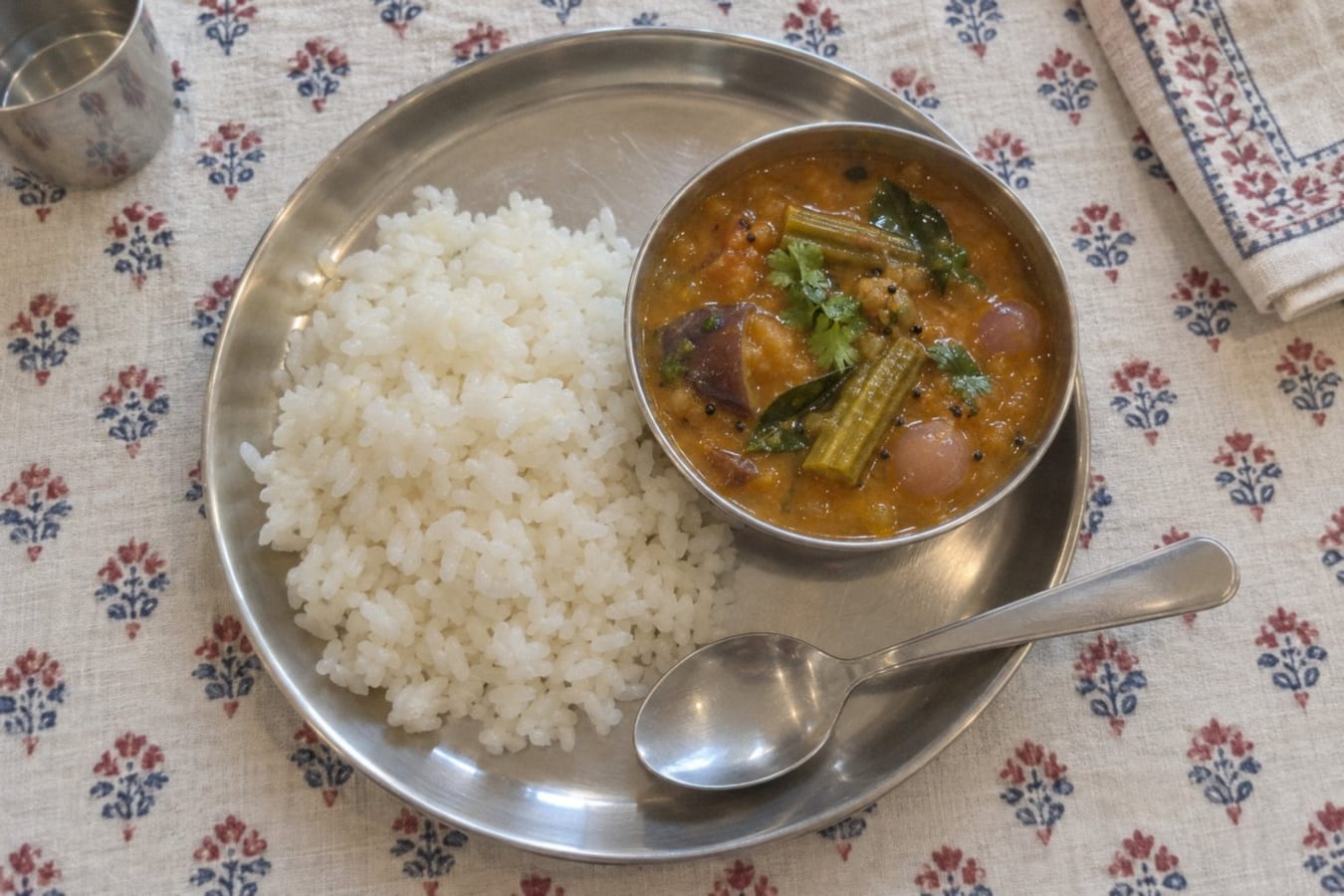 Sambar with steamed rice
