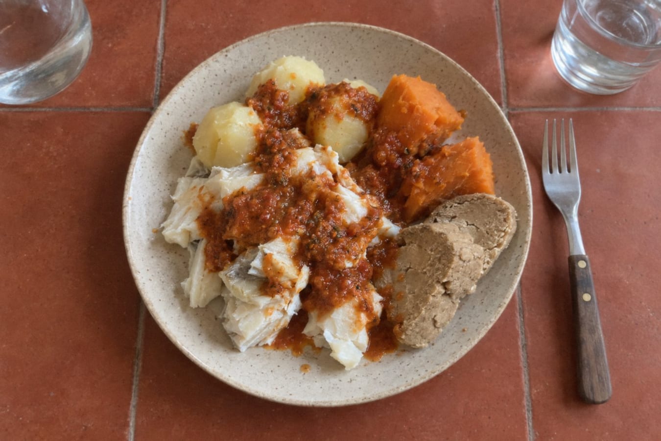 Sancocho – kanarisk saltfisk med potatis, sötpotatis och mojo