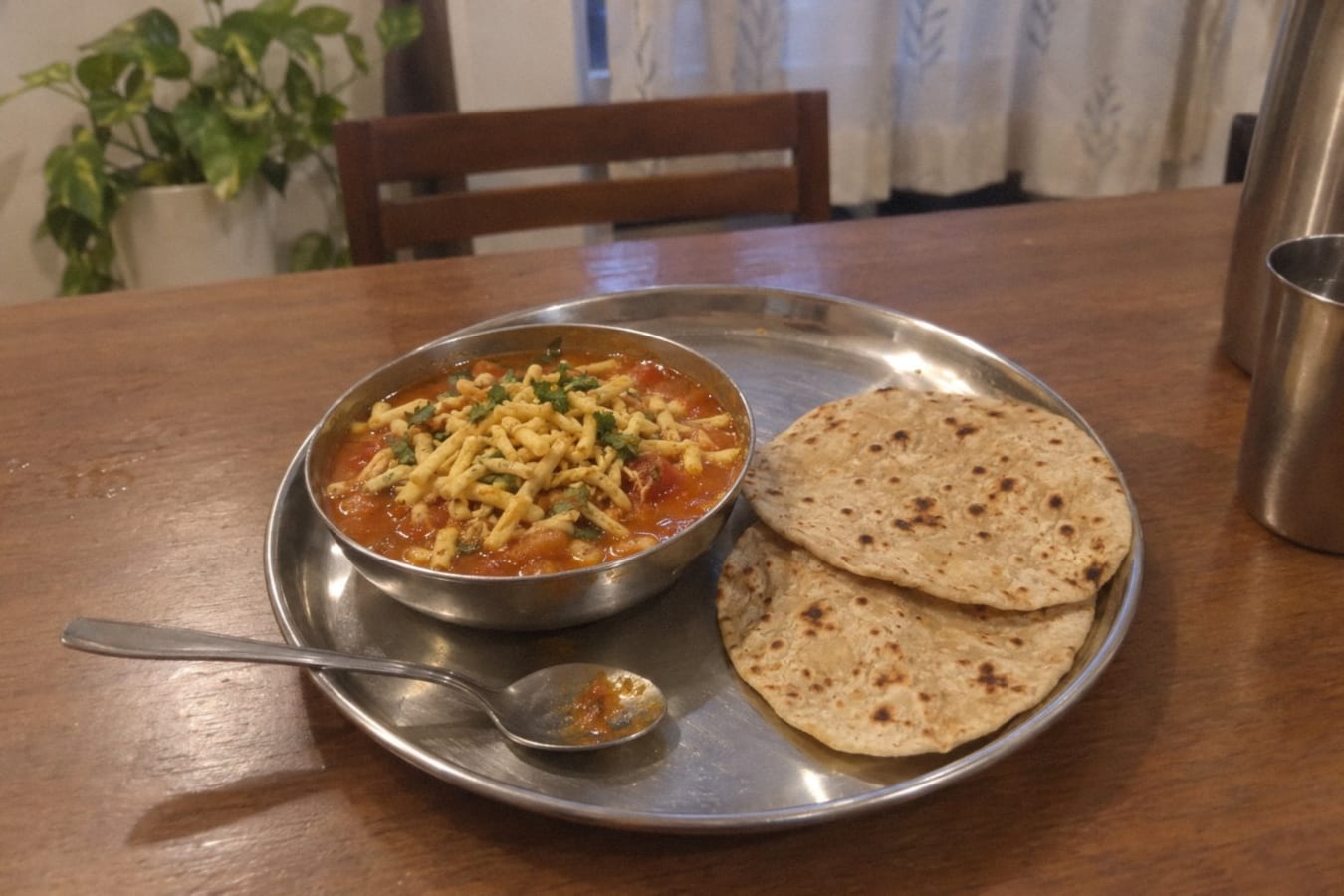 Sev tamatar with roti