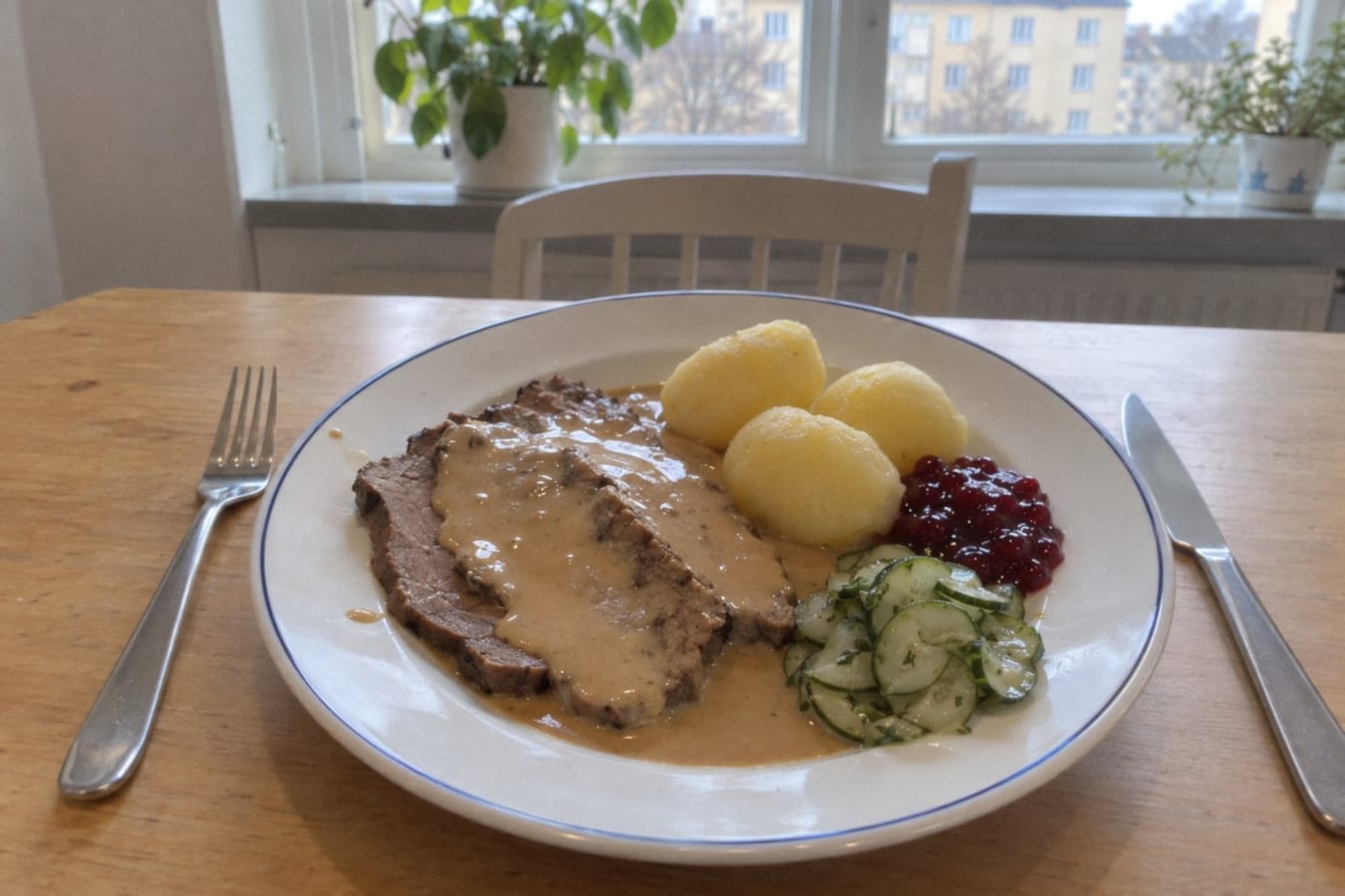 Söndagsstek med gräddsås