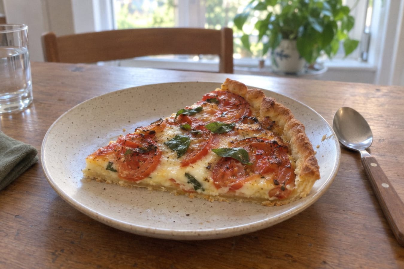 Tomato, mozzarella and basil tart (tarta caprese)