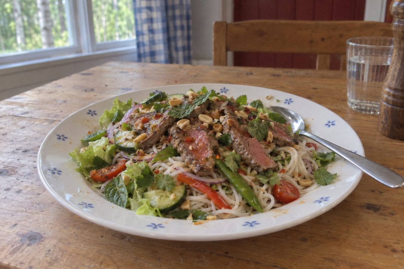 Thai beef salad with rice noodles
