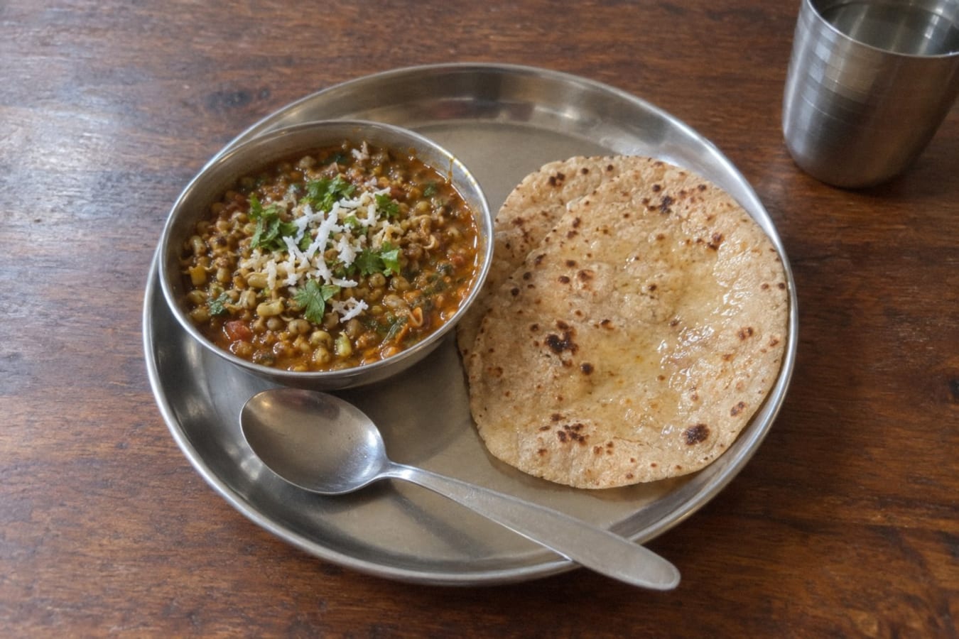 Matki usal with roti