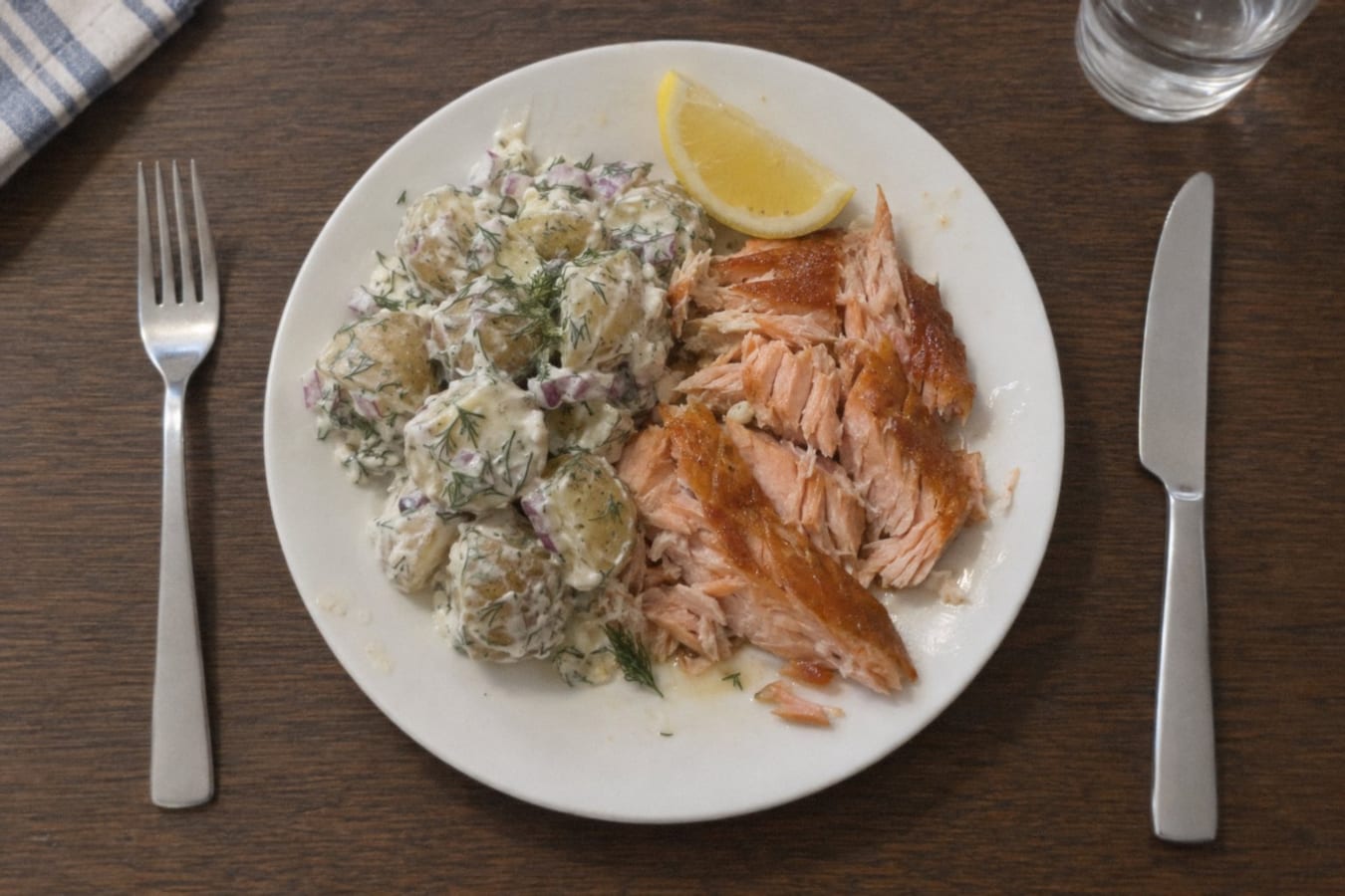 Hot-smoked salmon with potato salad