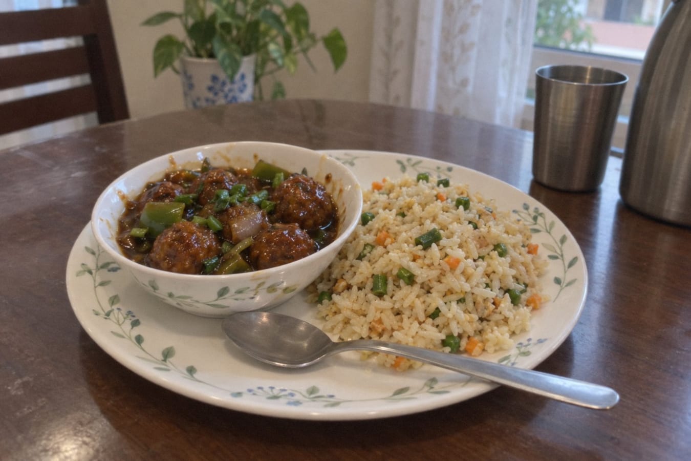 Veg manchurian with fried rice