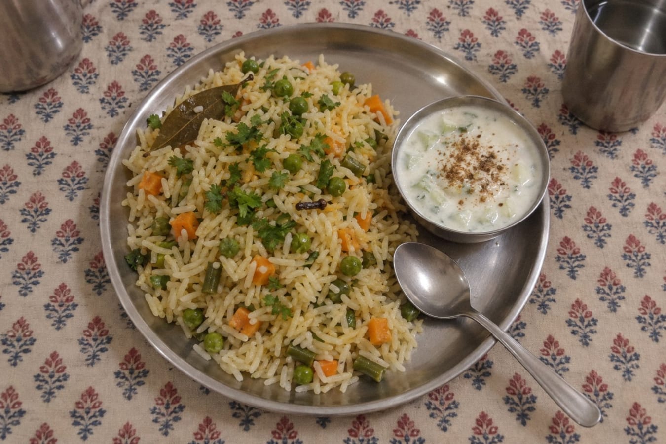Veg pulao with raita