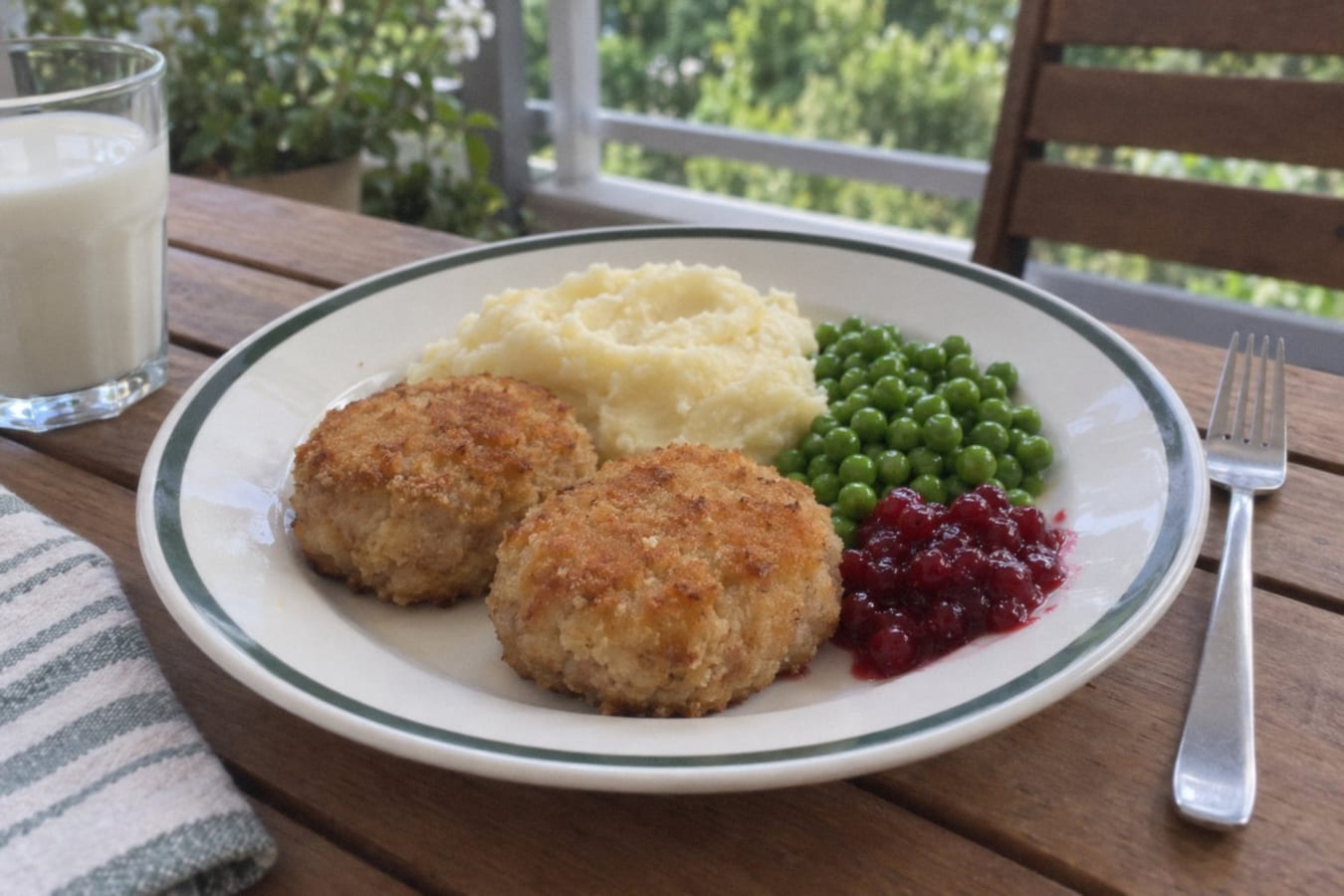 Wallenbergare (hamburguesas suecas de ternera) con puré de papas