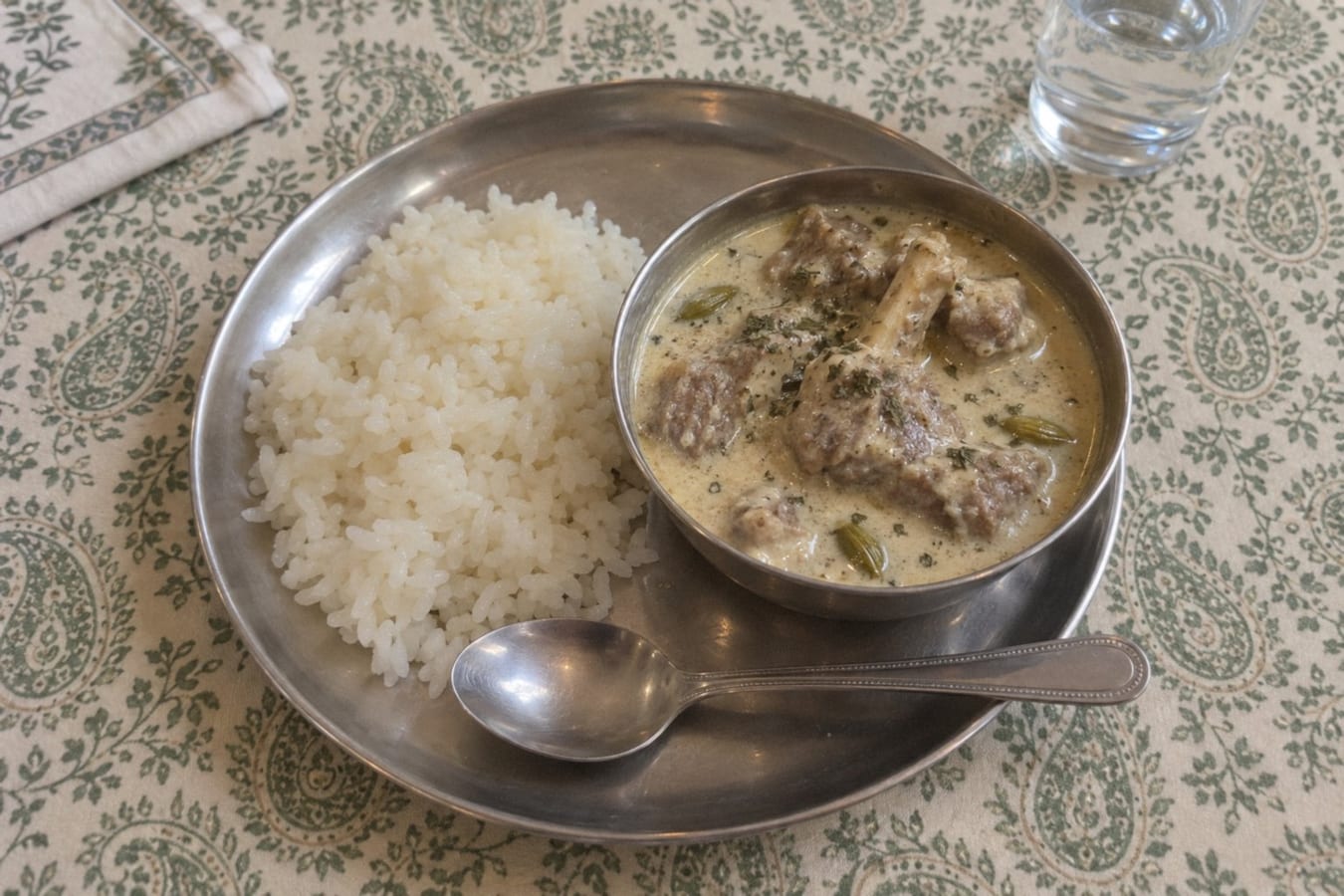 Kashmiri mutton yakhni with rice